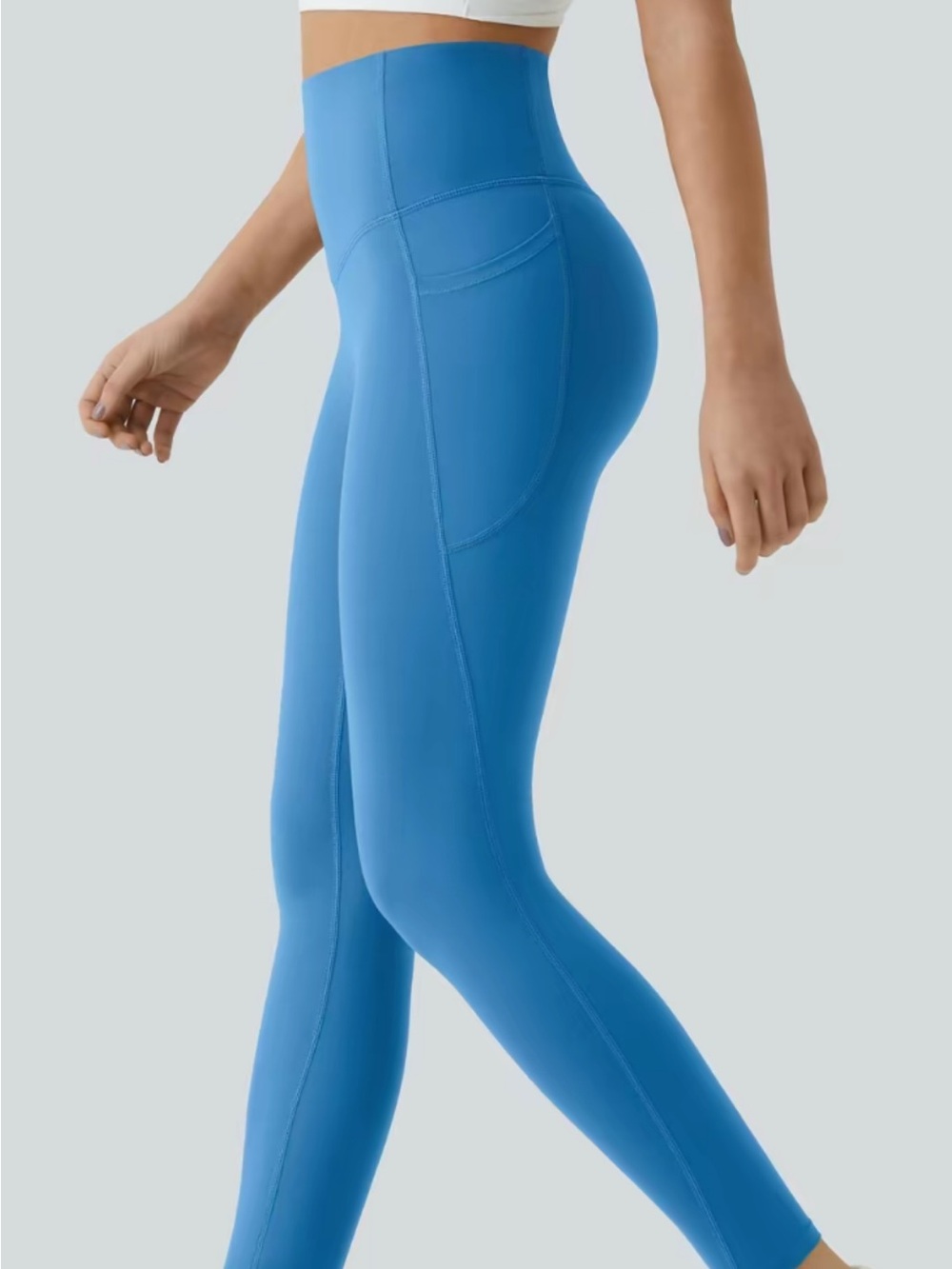 NWT High-Rise Blue Performance Leggings with Side Pocket